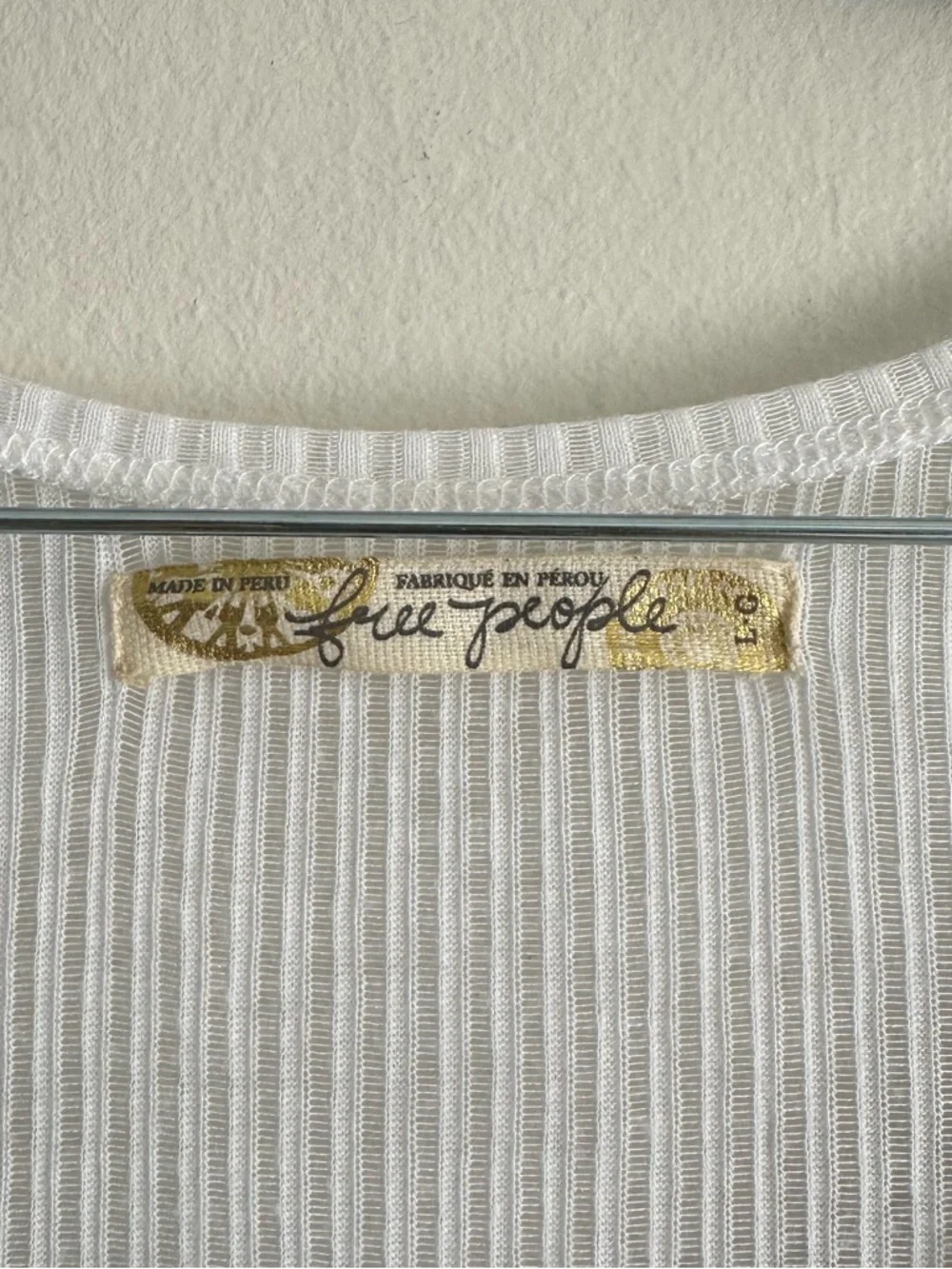 Free People White Ribbed Long Sleeve